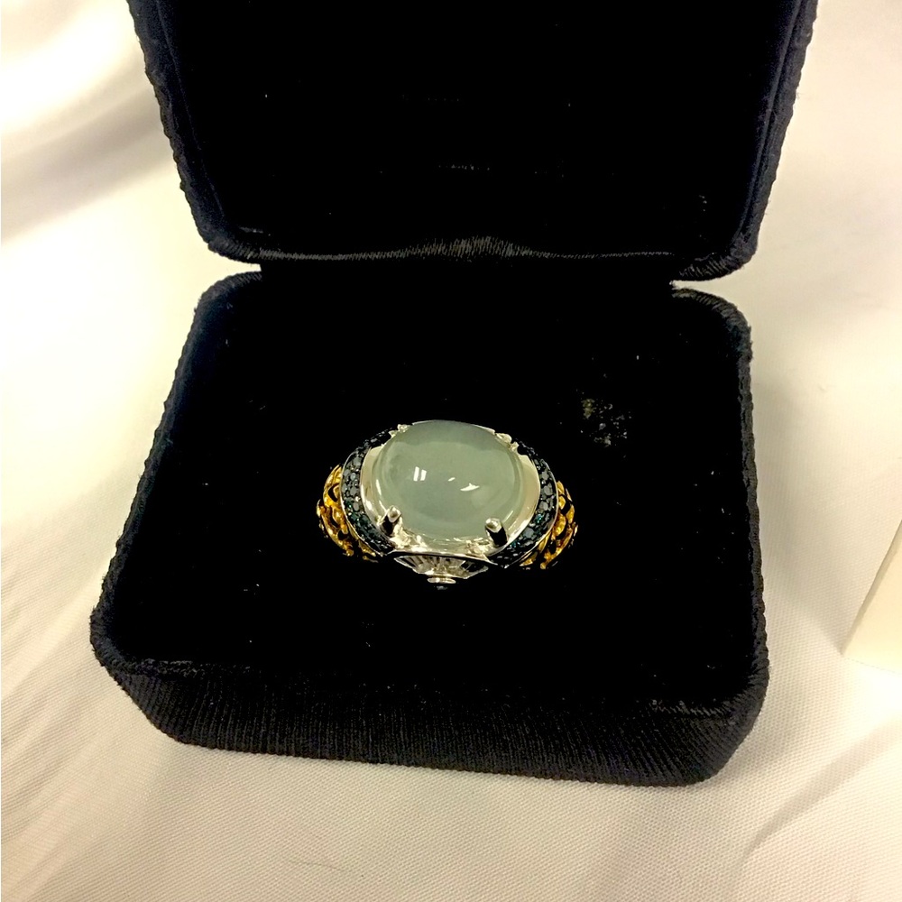 SOLD Victoria Wieck Jade ring with 14 K and sterling  silver details. SOLD.